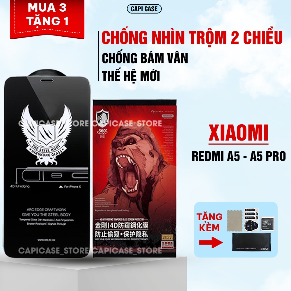 Kính cường lực Xiaomi Redmi A5 / A5 Pro chống nhìn trộm full màn, chống trầy xước, bảo vệ màn hình |