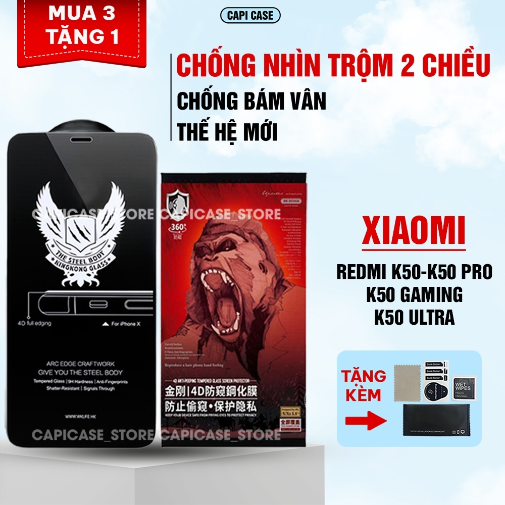 Kính cường lực Redmi K50 / K50 Pro / K50 Gaming / K50 Ultra chống nhìn trộm full màn, chống trầy xướ