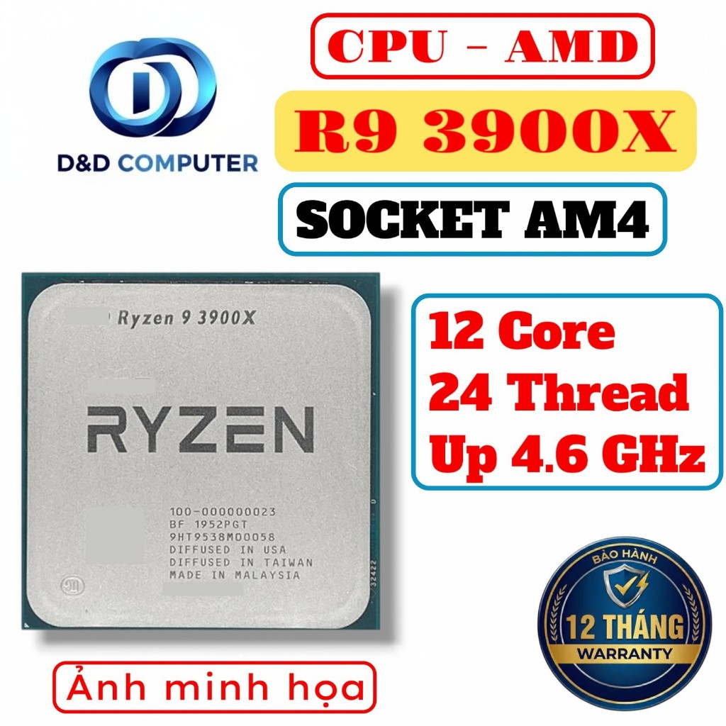 [BẢO HÀNH 12 THÁNG] CPU AMD AM4 R9 3900X - HÀNG QUA SỬ DỤNG.