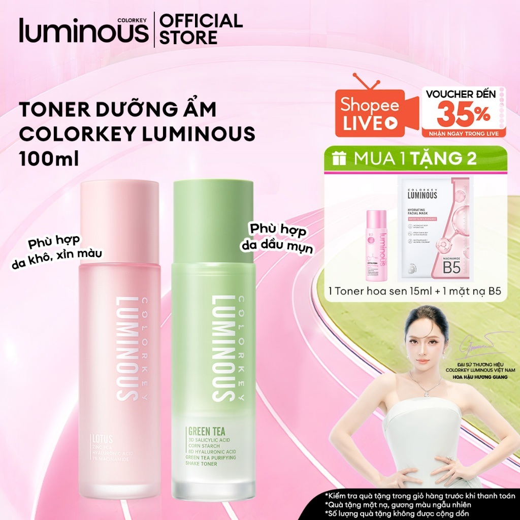 [NEW] TONER  Trà Xanh Colorkey Luminous | Giúp Hỗ Trợ Cân bằng Nước Và Dầu, Hỗ Trợ Dưỡng Ẩm Da 100ml