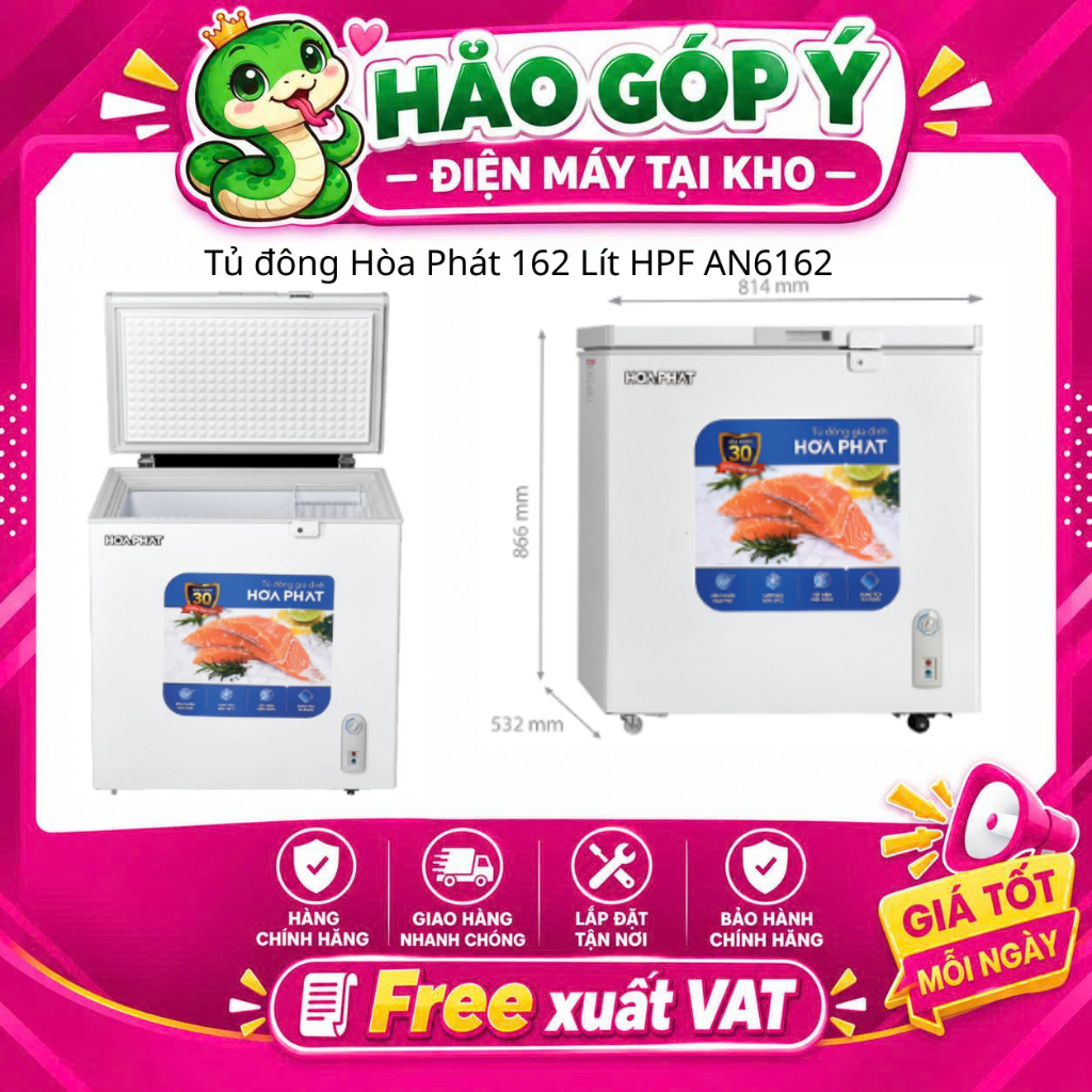 Tủ đông Hòa Phát 162 Lít HPF AN6162 - Bảo hành toàn quốc 24 tháng tại nhà