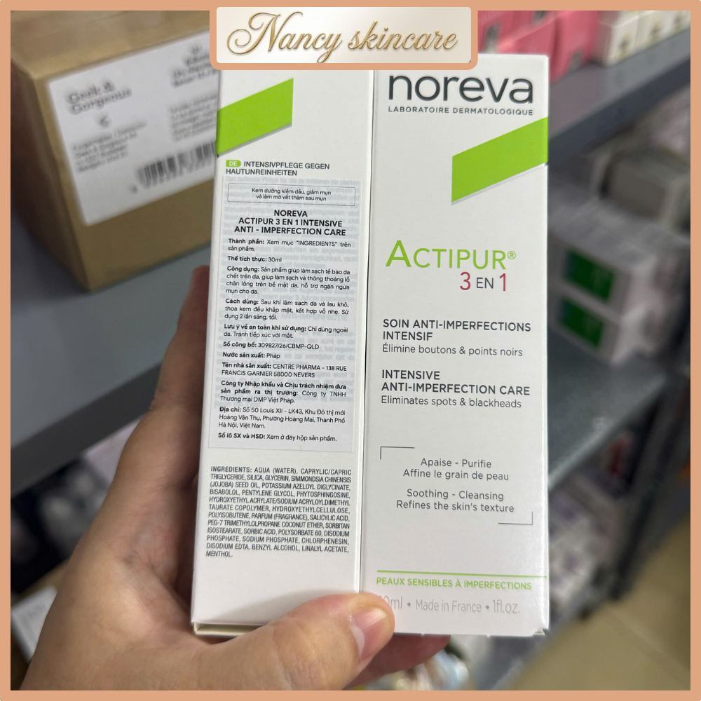 Kem bôi giảm mụn Noreva Actipur 3 En 1 Intensive Anti-Imperfection Care 30ml