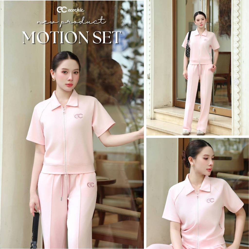 Set Bộ Polo ECOCHIC B246 Áo Khóa Kéo Quần Ống Suông Chất Liệu Cao cấp Mềm Mịn