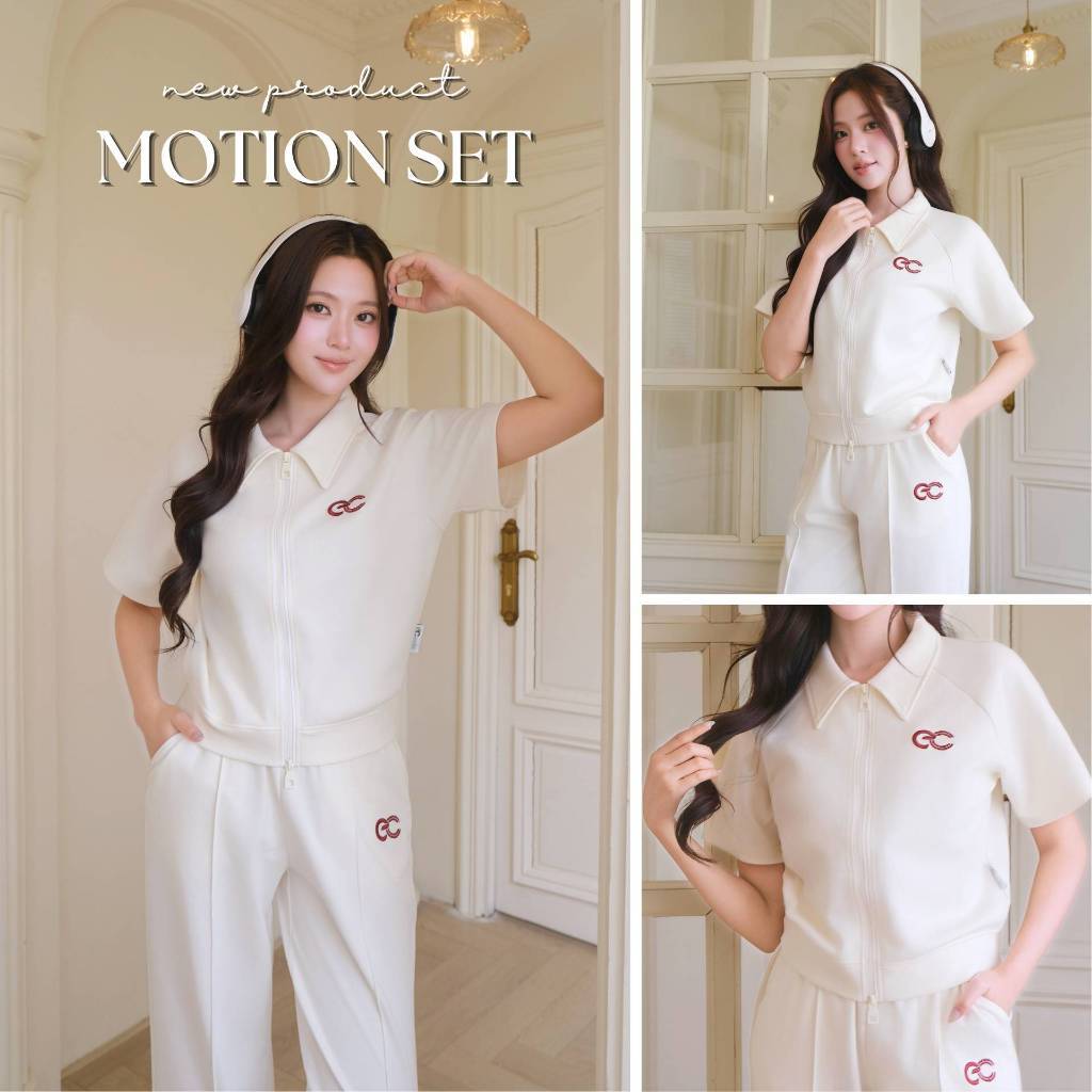 Set Bộ Dài Polo ECOCHIC Áo Khóa Kéo Logo Thêu Quần Ống Suông Cao cấp Chính Hãng B246