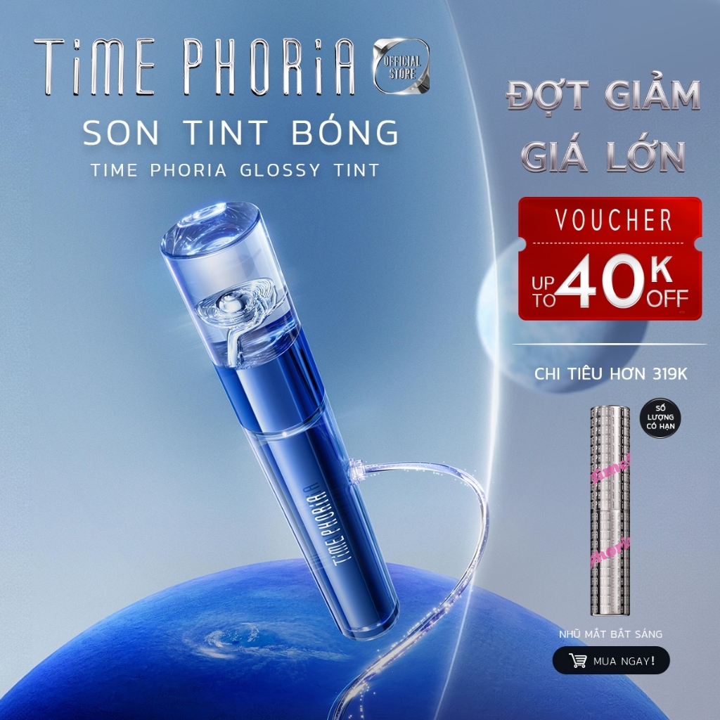Son tint bóng Time Phoria Glossy Tint giữ màu lâu trôi lên màu chuẩn tự nhiên