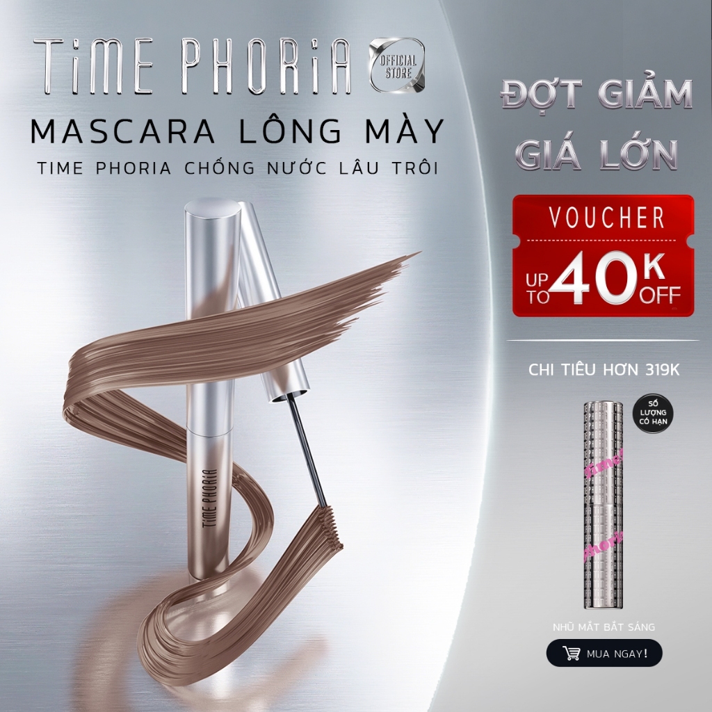 [New!] Mascara lông mày Time Phoria chống nước lâu trôi nhanh khô không lem đổi màu tự nhiên