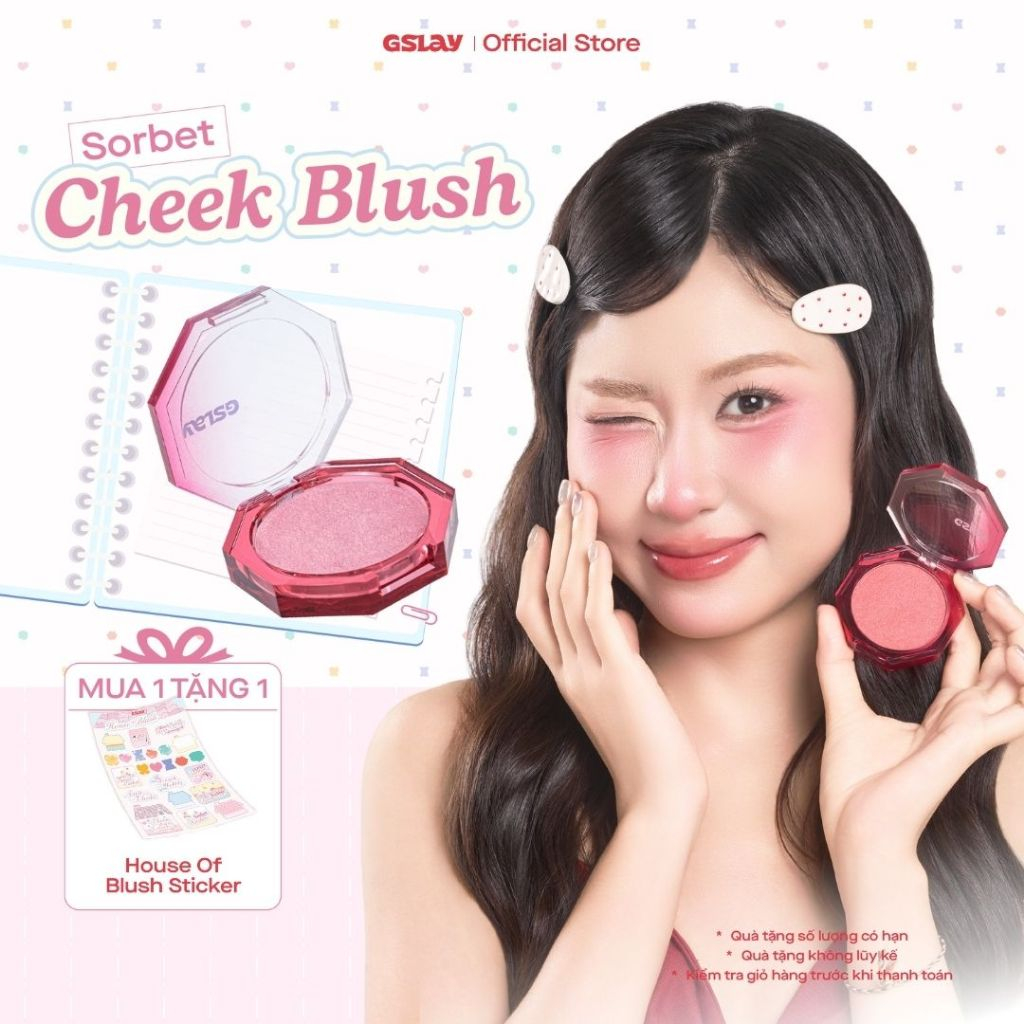 Má Hồng Kem Hoá Phấn GSLAY Sorbet Cheek Blush thuần chay mịn lì và nhũ dễ tán bền màu (5gr)