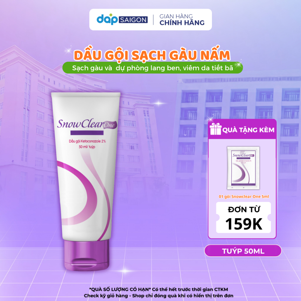 Dầu gội sạch gàu Snow Clear One tuýp 50ml hết ngứa dưỡng chất dầu dừa mềm tóc