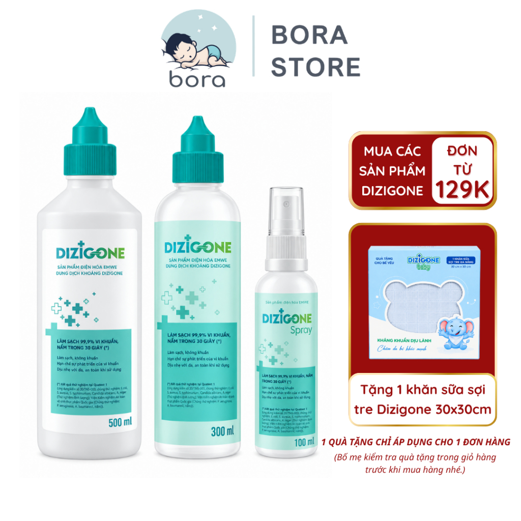 Dung dịch kháng khuẩn Dizigone 100ml/300ml/500ml cho bé, tái tạo da, ngăn ngừa sẹo, chăm sóc tổn thư