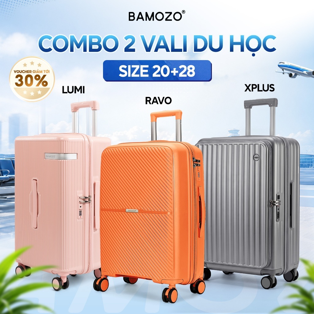 Combo 2 Vali Du học Bamozo size 20+28 | Vali Lumispace | Vali Xplus | Vali Ravo | Bảo Hành 10 Năm_CB