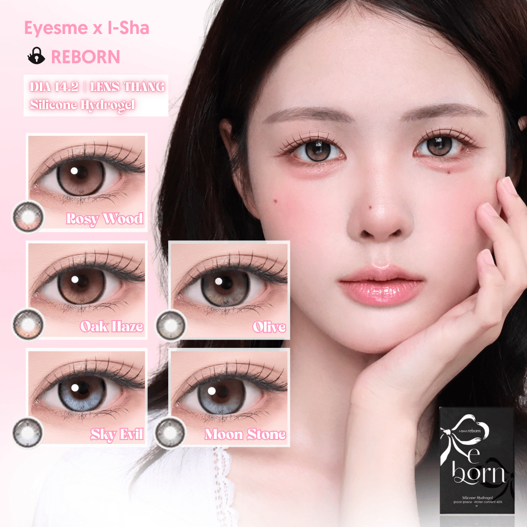 [Eyesme x I-Sha] Kính áp tròng highlight khóa trục I-Sha Reborn lens giãn tròng tạo chiều sâu