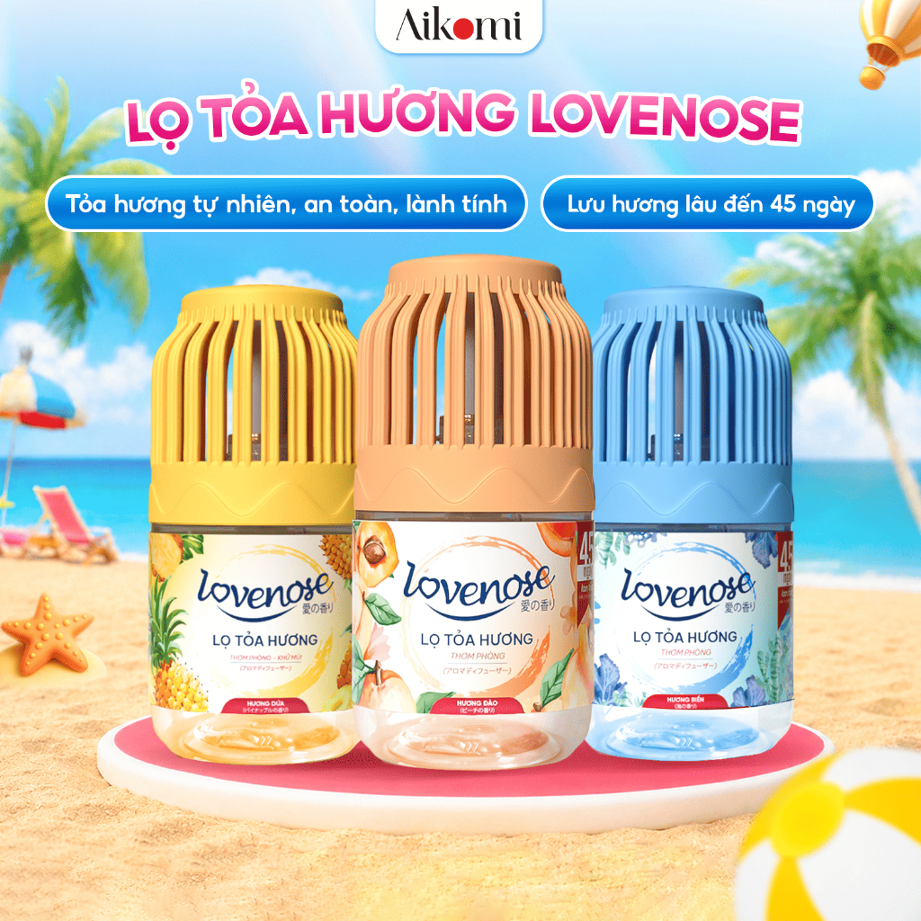 [VÕ HÀ LINH x Aikomi] COMBO 3 lọ tỏa hương Lovenose khác mùi giúp thơm phòng, khử mùi hôi - 180ml/lọ