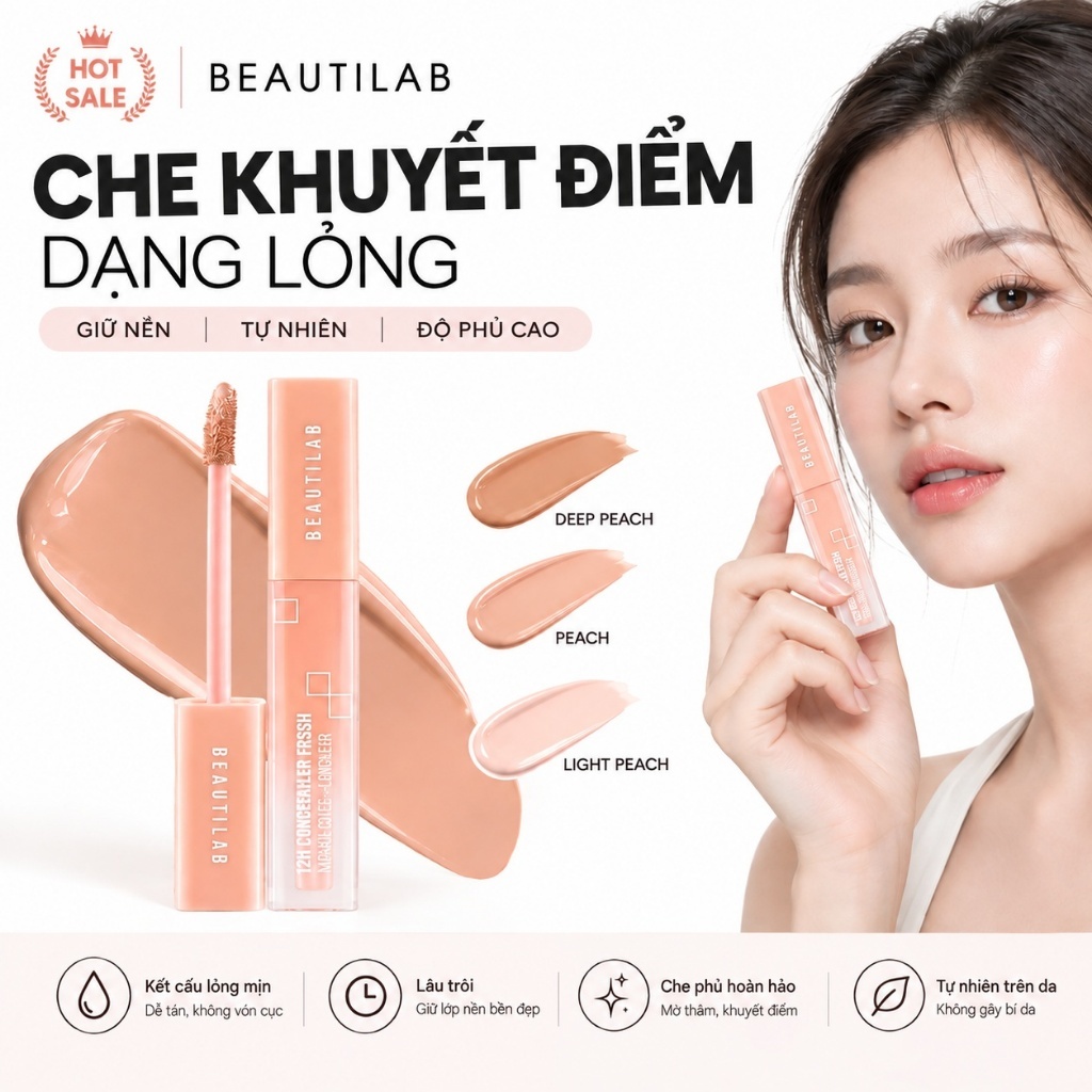 BEAUTILAB A2P Concealer Peach Kem che khuyết điểm & triệt sắc Sáng Da Lâu Trôi Không Nhờn Dạng Thỏi Trang Điểm 2.5g