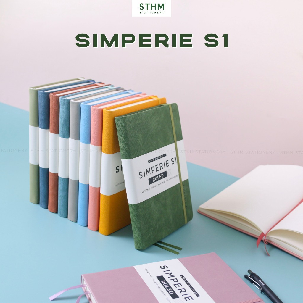 [STHM stationery] -SIMPERIE S1 sổ tay bìa cứng da PU cao cấp, ruột đánh số trang, Ruled/Dotgrid, giấ