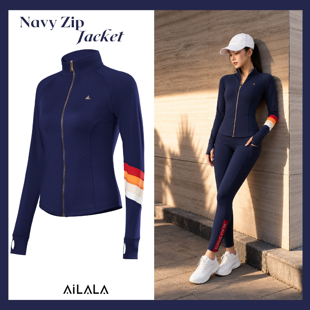 AiLALA AK04 Áo Khoác Thể Thao Nữ Yoga Gym, Dáng Dài Tay Xỏ Ngón, Chất Liệu Cao Cấp, Không Đệm