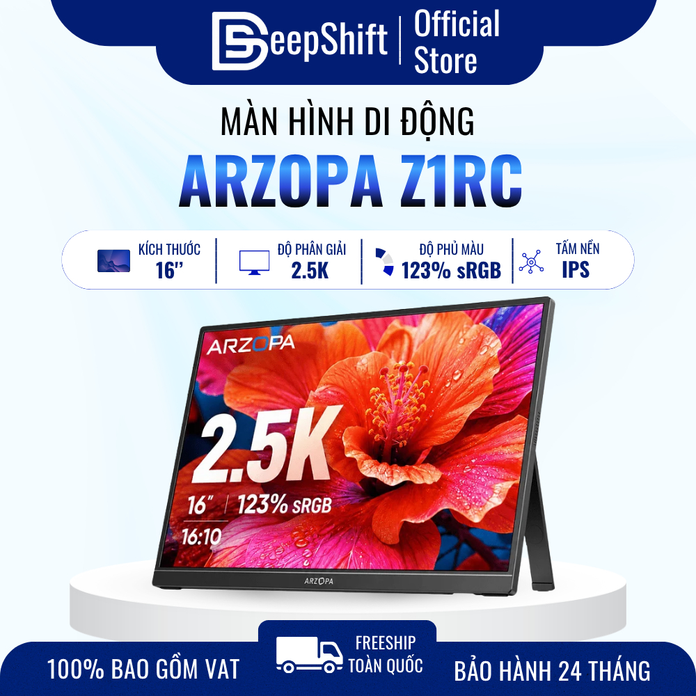Màn hình di động ARZOPA Z1RC | 16 Inch | 2.5K IPS | HDR 500nits | 60Hz | Laptop PC Mac PlayStation