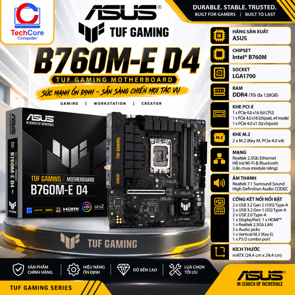ASUS TUF B760M-E D4 - ASUS PRIME B760M-A D4 - CHÍNH HÃNG - BẢO HÀNH 36T