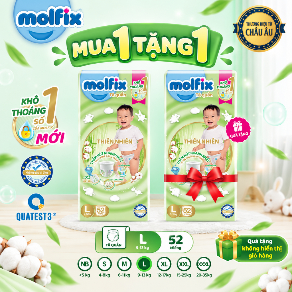 Tã/bỉm quần Thiên nhiên Super Jumbo Với Bông Organic & Sợi Tre Tự Nhiên Thấm Hú