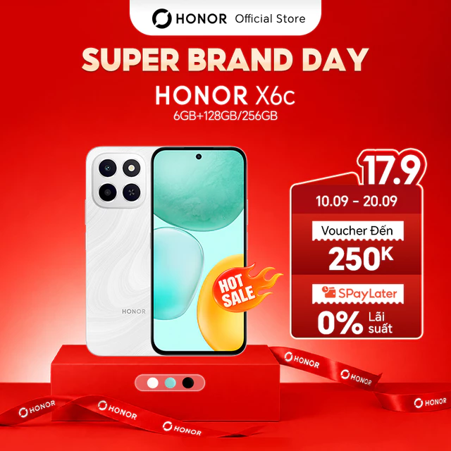 Điện Thoại Di Động Honor X6c 6GB + 128GB/256GB | Pin 5300mAh | Camera 50MP| NFC | Kháng nước IP64 | BH 18 Tháng