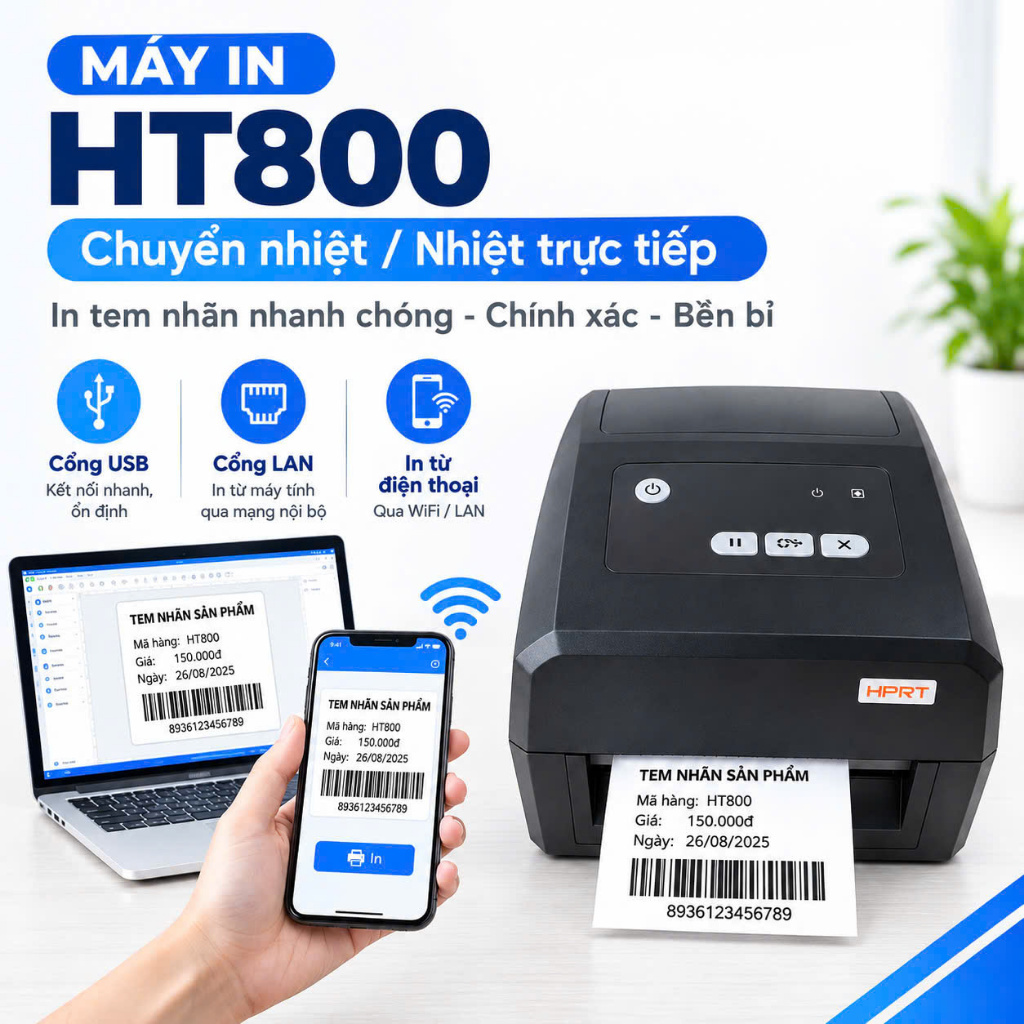 Máy in tem nhãn HT800