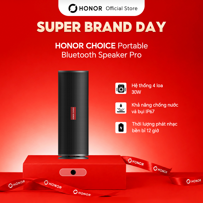 Loa Bluetooth không dây Honor Choice Portable Bluetooth Speaker Pro | Bluetooth 5.3 | IP67 | Pin 12 giờ | BH 12 tháng