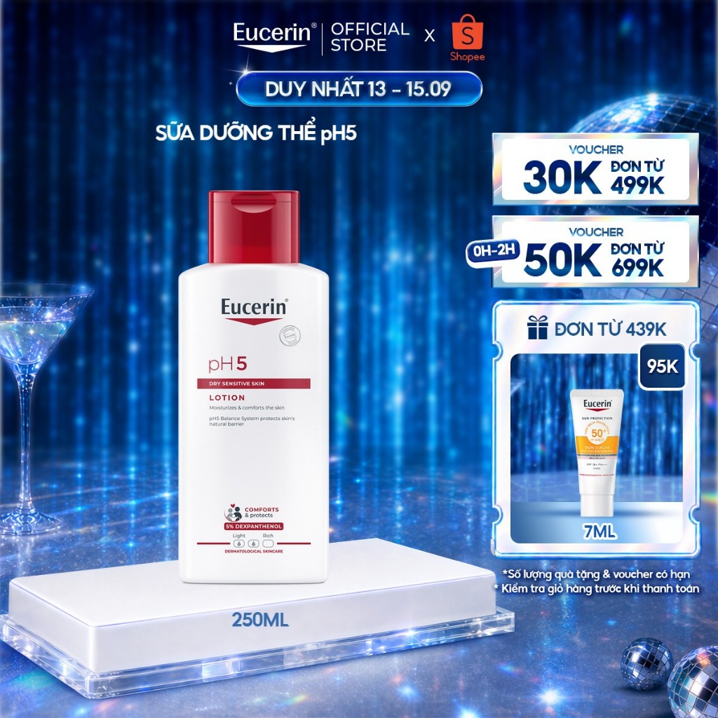 Sữa dưỡng thể cho da khô nhạy cảm Eucerin pH5 Lotion 250ml | Skincare