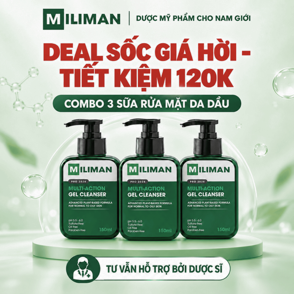 Combo 3 Sữa Rửa Mặt Kiềm Dầu MILIMAN 150ML - Giúp Làm Sạch Sâu, Hỗ Trợ Kiềm Dầu Ngừa Mụn