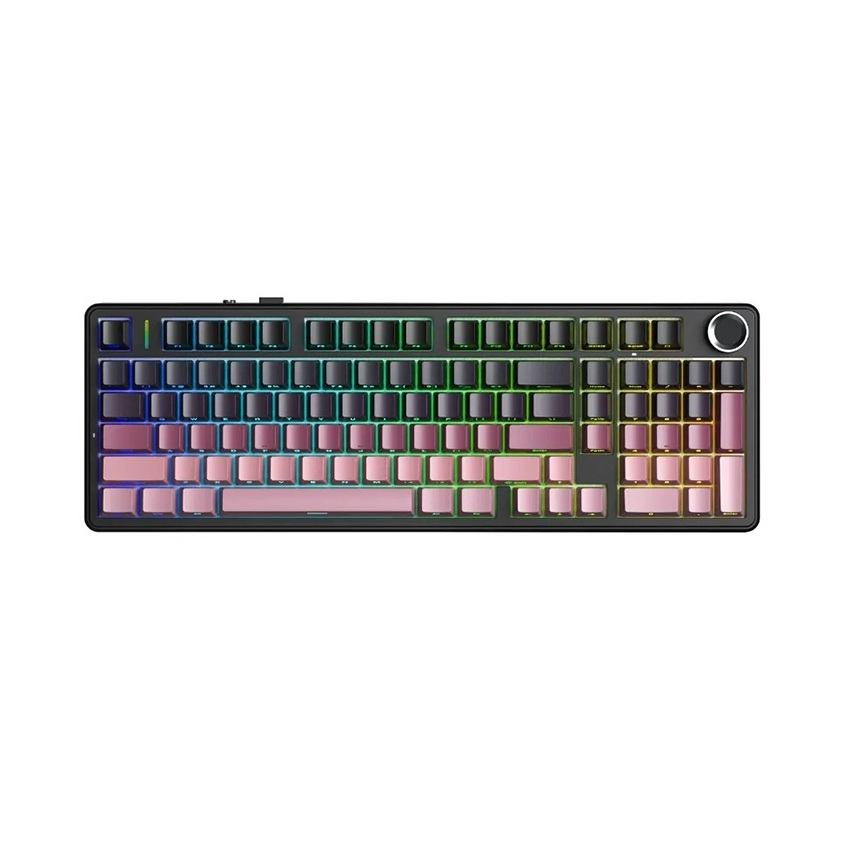 Bàn phím cơ gaming AULA F99 PRO (3 Mode/ Có núm xoay/ Đen + Hồng Gradient/ Reaper switch)