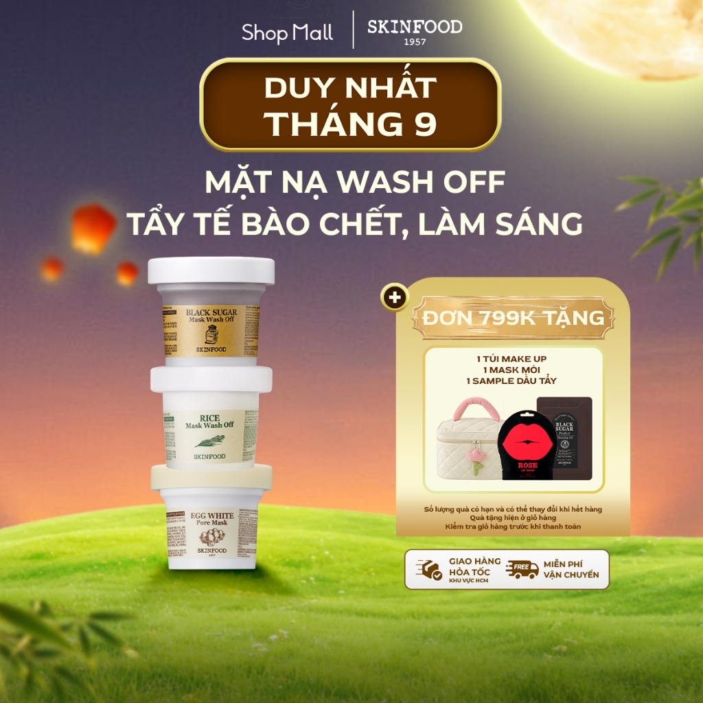 Mặt Nạ Tẩy Da Chết Skinfood Wash Off Làm Sạch Lỗ Chân Lông, Làm Sáng, Làm Mịn Da 120g - 3 phân loại
