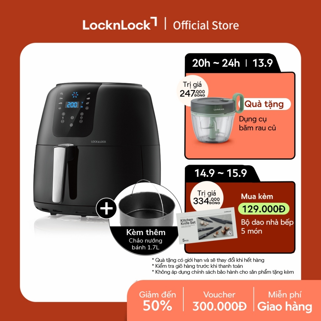 Nồi Chiên Không Dầu Lock&Lock Super Jumbo Air Fryer 7.2L Màu đen EJF296BLK