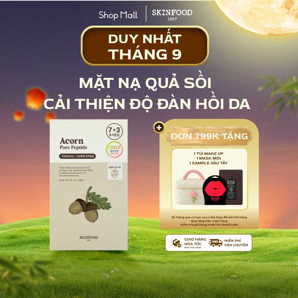 Mặt Nạ Miếng Quả Sồi Skinfood Se Khít Lỗ Chân Lông, Cải Thiện Đàn Hồi Da Acorn Pore Peptide Sheet Ma