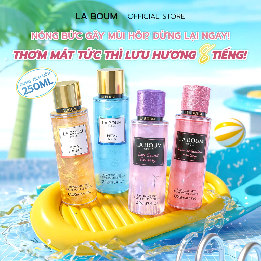(For Live)LABOUM Xịt Thơm Bodymist Nữ Có Nhũ 250ml Hương Hoa Quả Thơm Lâu An Toàn Cho Da Nhạy Cảm Dùng Đi Làm Đi Chơi
