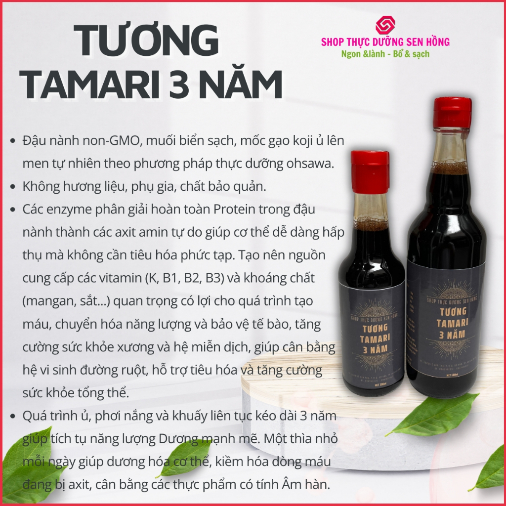 Tương tamari 3 Năm - Nước tương Ủ lên men lâu năm theo phương pháp thực dưỡng Ohsawa