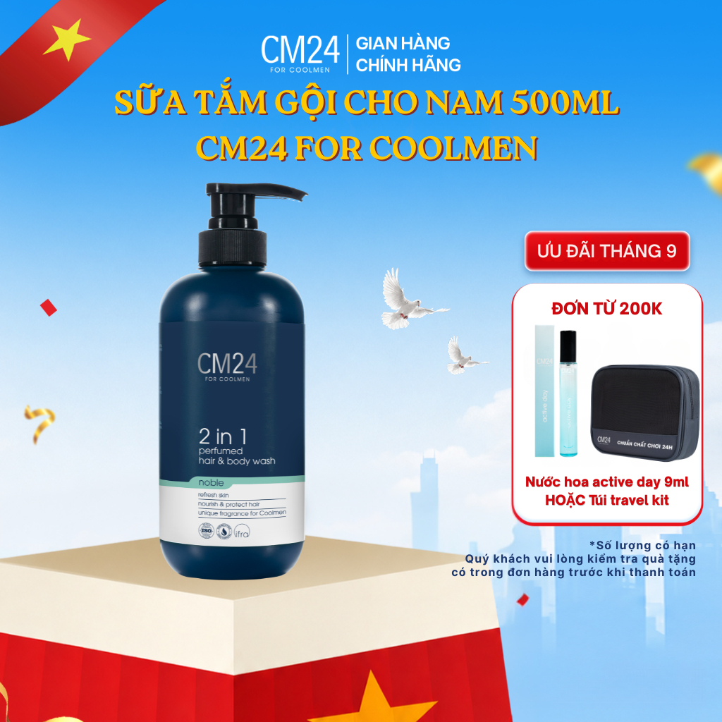 [TOP BÁN CHẠY] Sữa Tắm Gội CM24 Hương Nước Hoa Nam CM24 For Coolmen Noble 2in1 Mạnh Mẽ Lôi Cuốn 500m