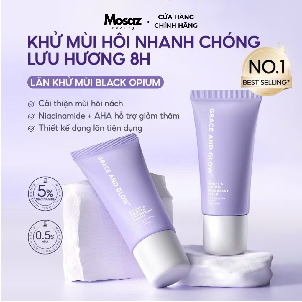 Lăn khử mùi Grace and Glow Black Opium Smooth Deodorant Serum Lăn Nách Sáng Da Ngăn Mồ Hôi với Niaci
