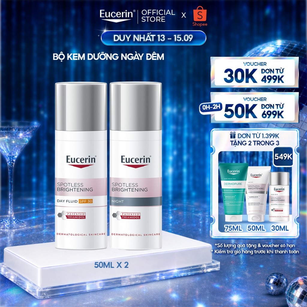 Bộ kem dưỡng ban ngày Eucerin Spotless Brightening SPF30 50ml & ban đêm Eucerin Spotless Brightening