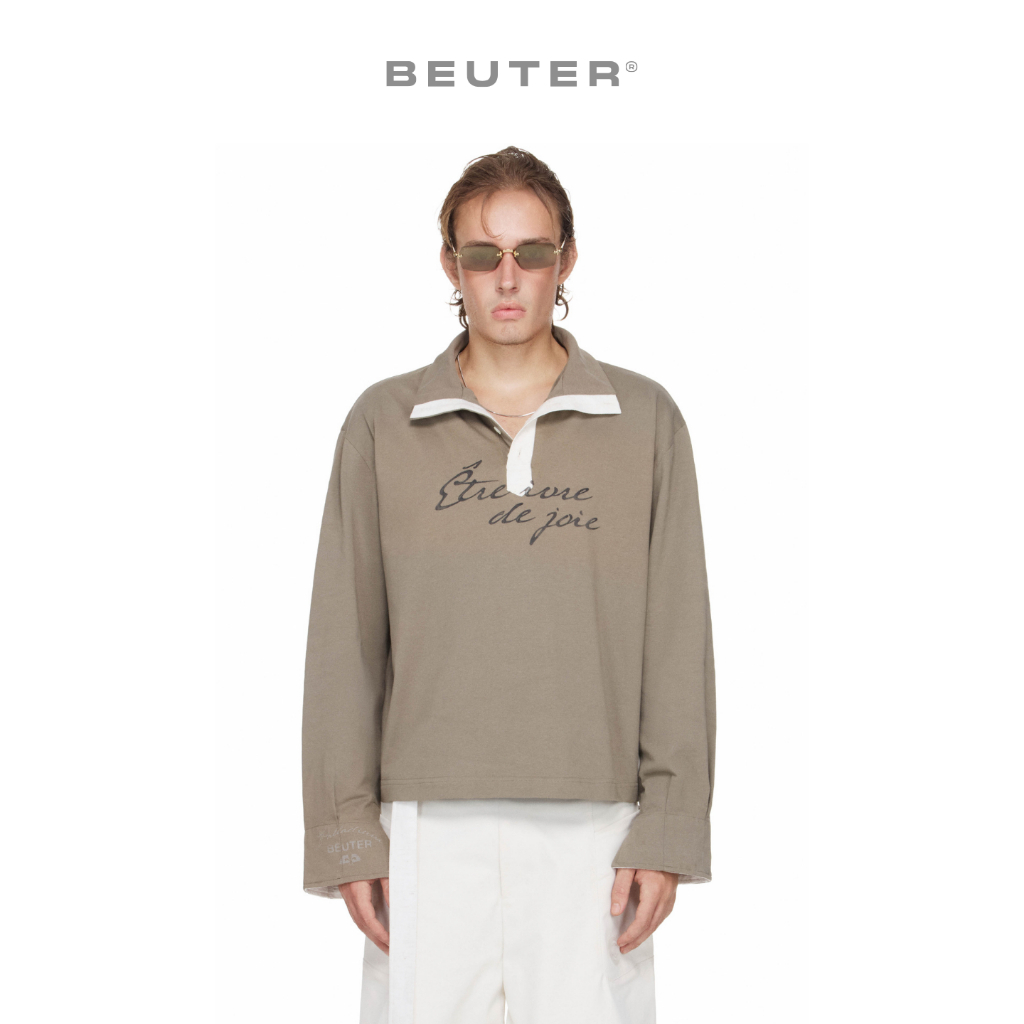 Áo Polo Nam Tay Dài ‘Être ivre de joie’ Xanh Rêu - BEUTER® x PALLADIUM ‘Être ivre de joie’ LONG SLEE