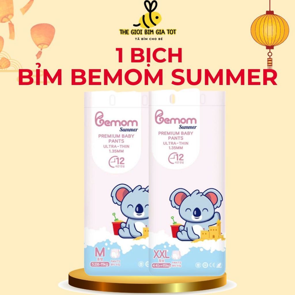 1 Bịch Tã / Bỉm Quần Bemom Summer Chính Hãng, Mỏng Nhẹ , Đủ Size Quần Cho Bé