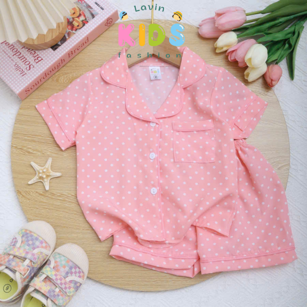 Bộ Pijama lụa 100D cho bé gái size 6-20kg - Lavin Kids