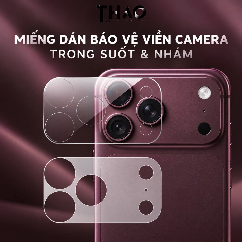 Combo 2 miếng dán bảo vệ viền camera SPINO dành cho iP 17 Series, miếng dán nhựa mỏng hỗ trợ chống trầy xước