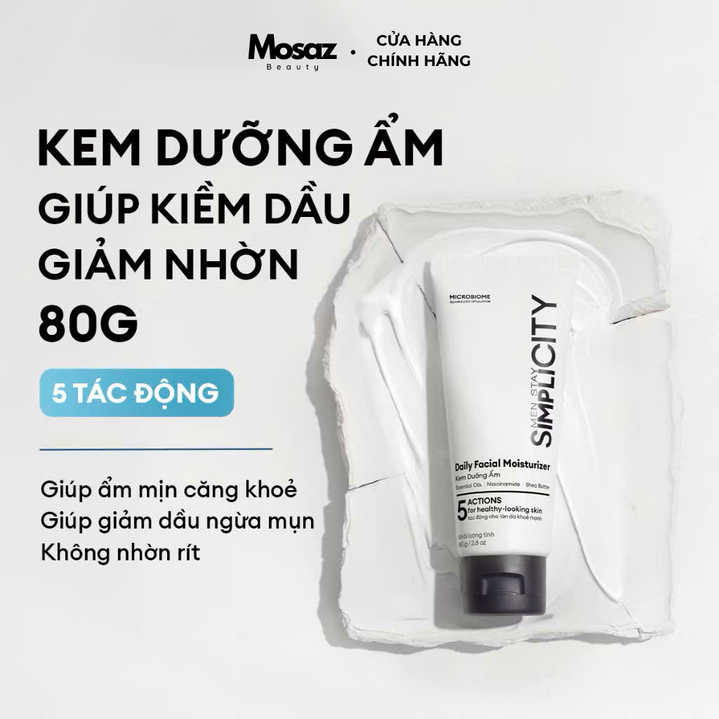 Kem dưỡng ẩm Men Stay Simplicity 5 trong 1 kiềm dầu giảm nhờn cho da thường đến da dầu 80g