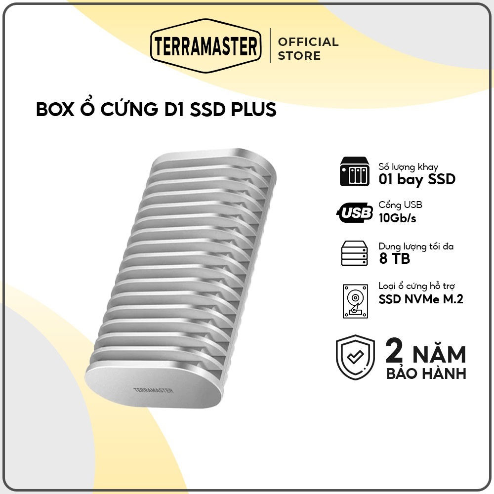 Box Đựng SSD TerraMaster D1 SSD Plus 8TB M.2 2280 NVMe 40Gbps Box SSD Tản Nhiệt Tốt