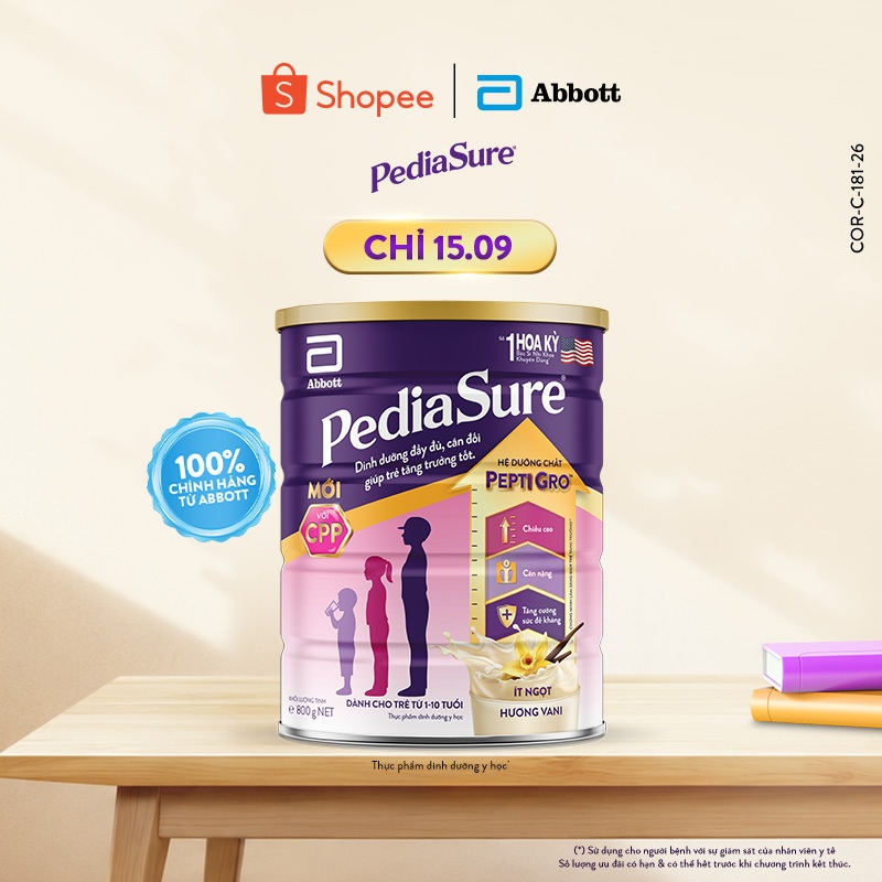 [KOL LIVE] Sữa bột Pediasure 800g Hương Vani Cho Trẻ Từ 1-10 Tuổi