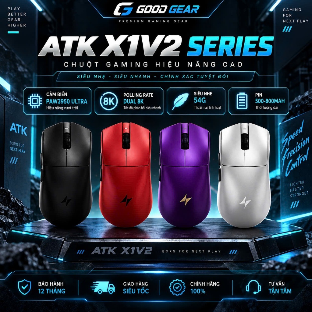 Chuột Gaming ATK X1 V2 Ultimate | X1 V2 Ultra Max | ATK X1SE | X1S | X1 Air - Chính Hãng - Bảo Hành 