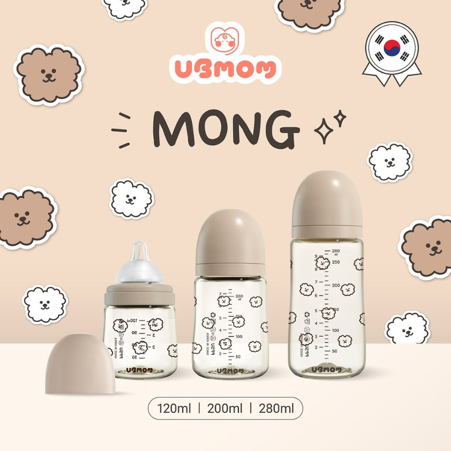Bình Sữa PPSU UBMOM Hàn Quốc 120ml/200m/280ml  – Chống Sặc, Chống Đầy Hơi, An Toàn Cho Trẻ Sơ Sinh