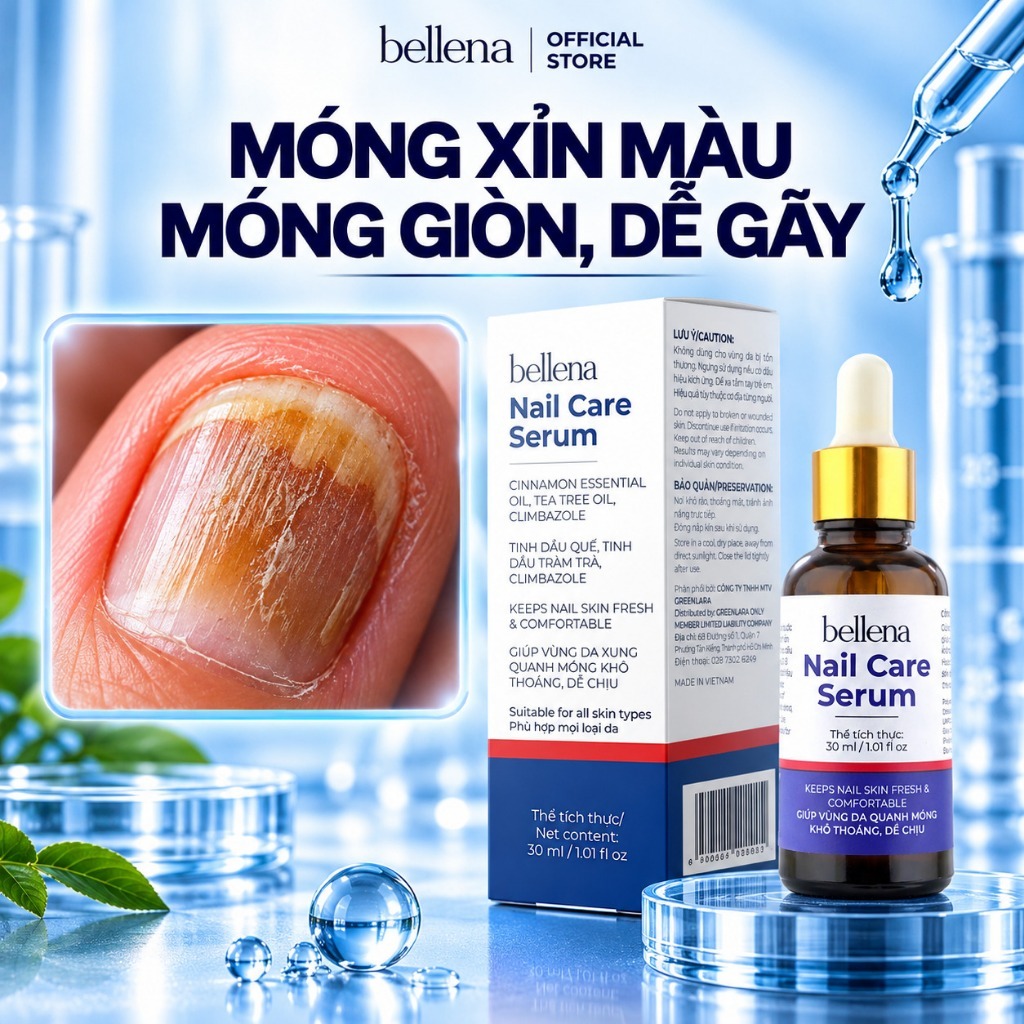 Serum móng phục hồi hư tổn dưỡng cứng dài móng Bellena Nail Care Serum 30ml nấm móng tay chân