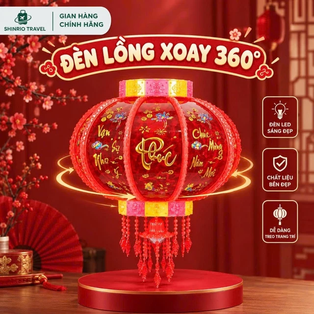Đèn lồng điện Đồng Xu, Kim Cương phản quang xoay 360 độ, quả cầu điện in chữ Việt trang trí nhà cửa Mẫu Mới 2027