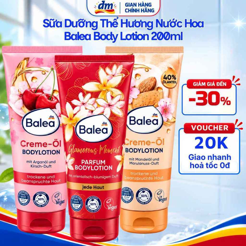 Kem Dưỡng Thể Balea Body Lotion Hương Nước Hoa Dưỡng Ẩm Da Đức 200ml