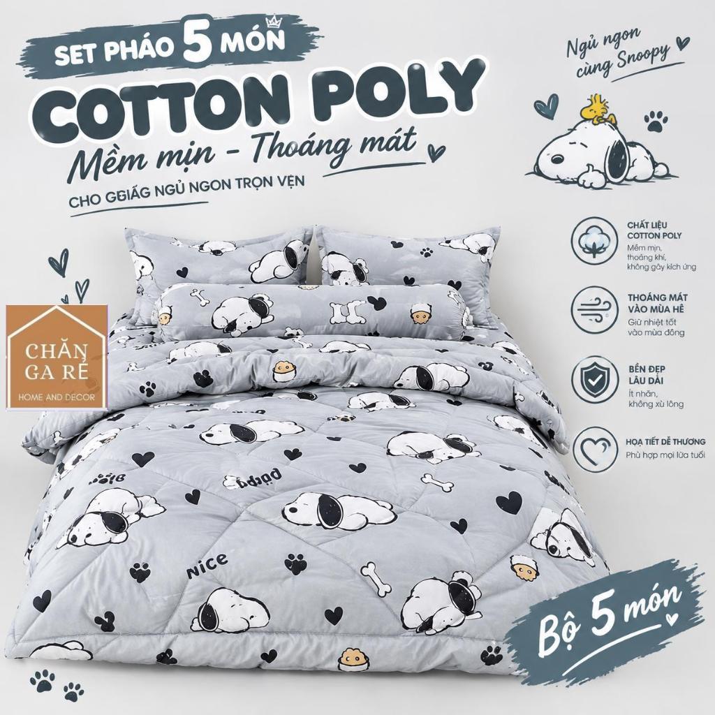 Bộ 5 món chăn phao(1 ga trải giường+2 vỏ gối đầu+1 vỏ gối ôm+1 chăn phao) hàng loại 1 mẫu mã đa dạng