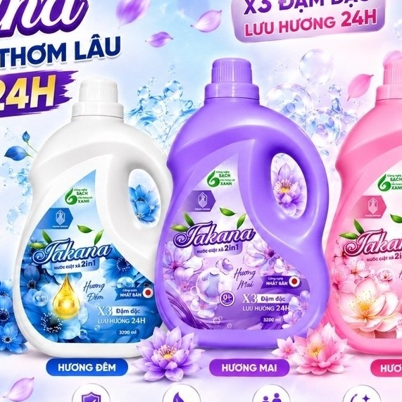 🌸  NƯỚC GIẶT TAKANA 2IN1 🌸  🫧 **TAKANA – SẠCH SÂU, THƠM LÂU, CHO QUẦN ÁO LUÔN TƯƠI MỚI**